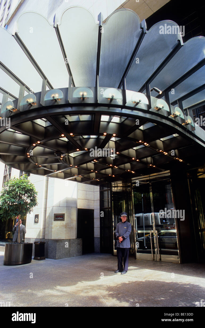 The Four Seasons Hotel Doorman Waiting in Front of Entrance New York City USA Stock Photo