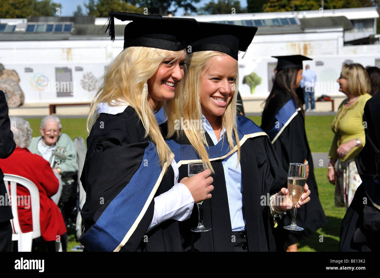 Female university graduates at graduation ceremony, Oxford Brookes