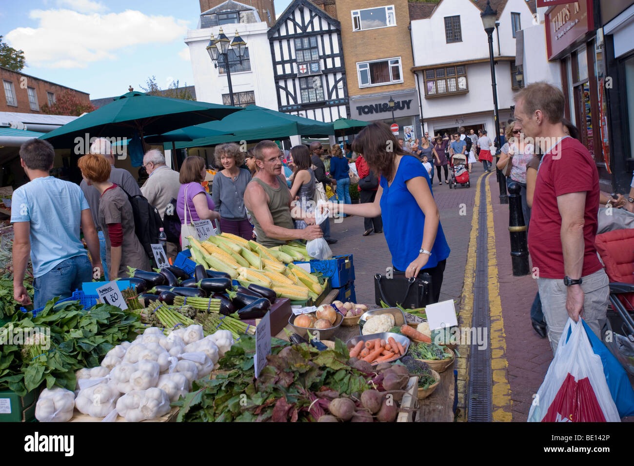 People shopping at Market Place, Kingston upon Thames, Surrey, United Kingdom Stock Photo