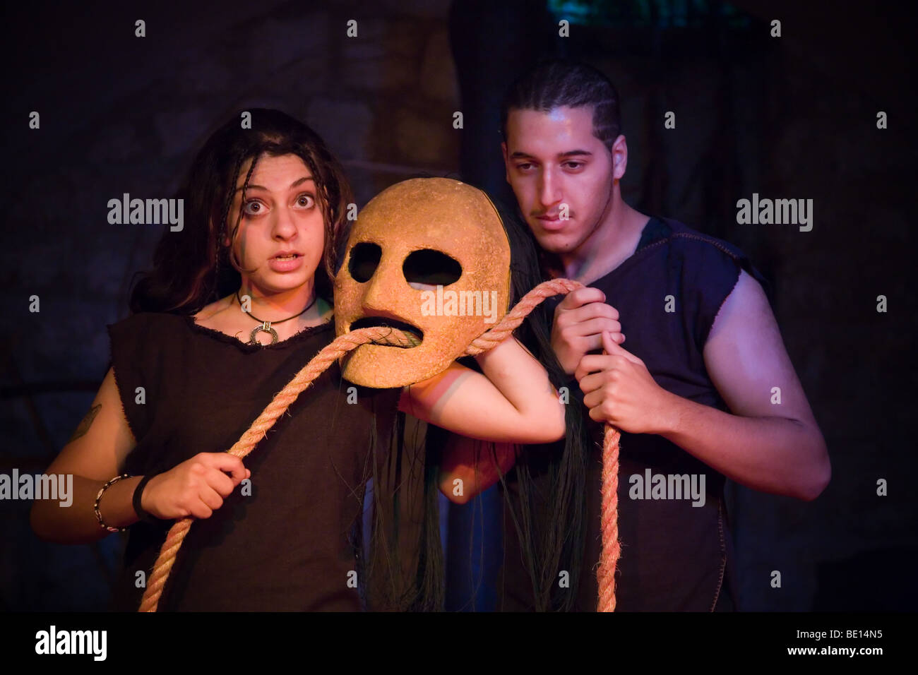 Actors Bar Benyamin and Mandi Bakush of Martef Basement Theatre in Jungle Book Stock Photo