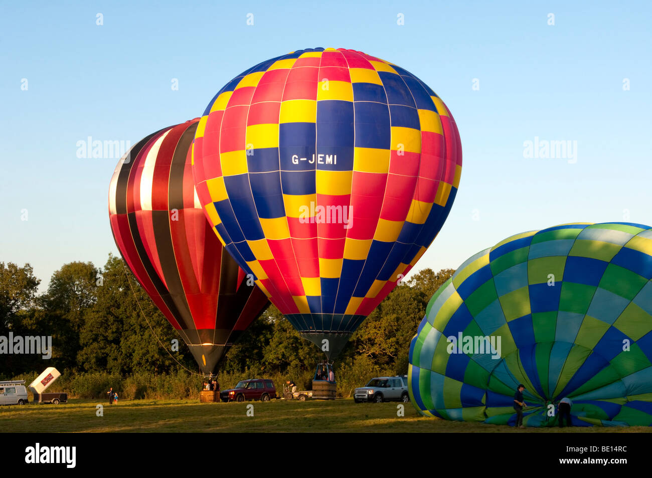 Hot air balloons at Wisborough Green Charity Hot Air balloon festival, West Sussex, England Stock Photo