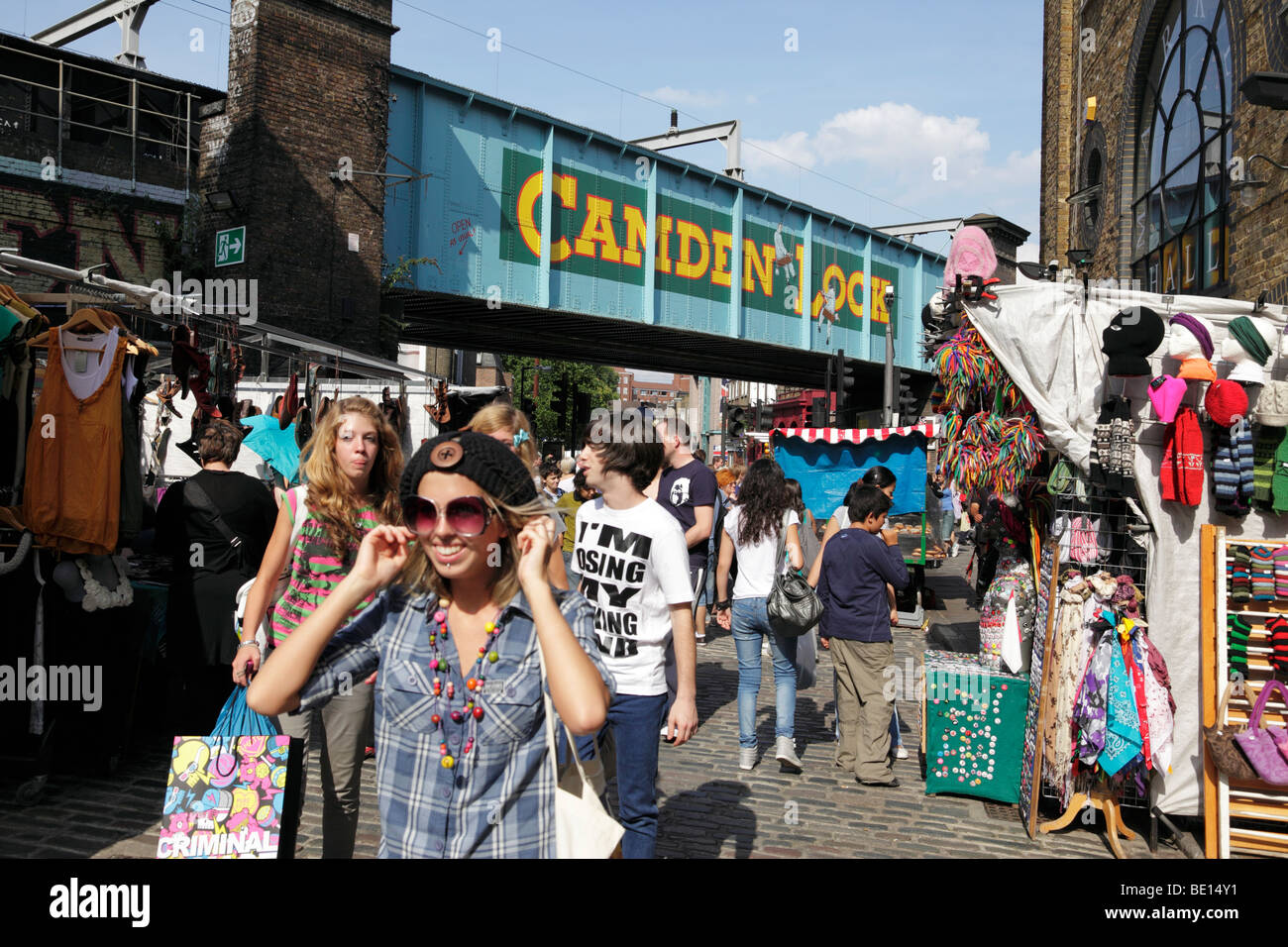 camden lock market with the famous rail bridge in the background camden