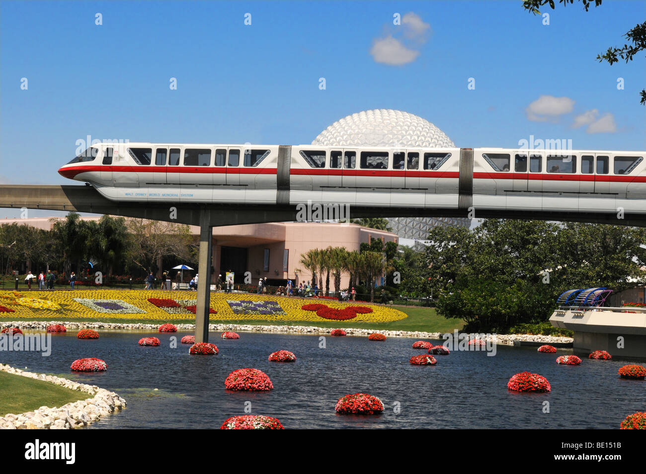 Monorail at Walt Disney World with EPCOT Center in the background Stock Photo