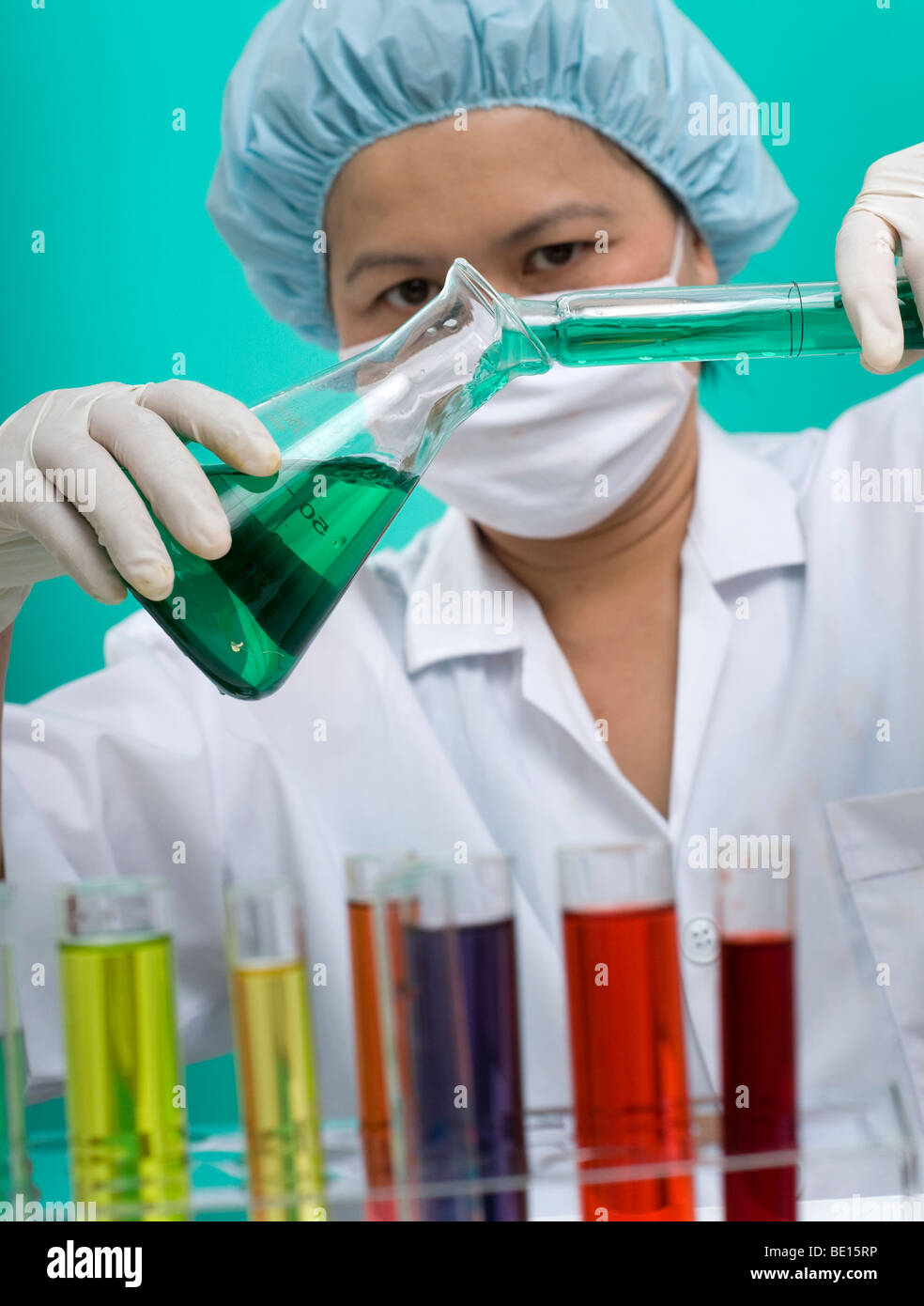 Asian woman working in a medical lab Stock Photo