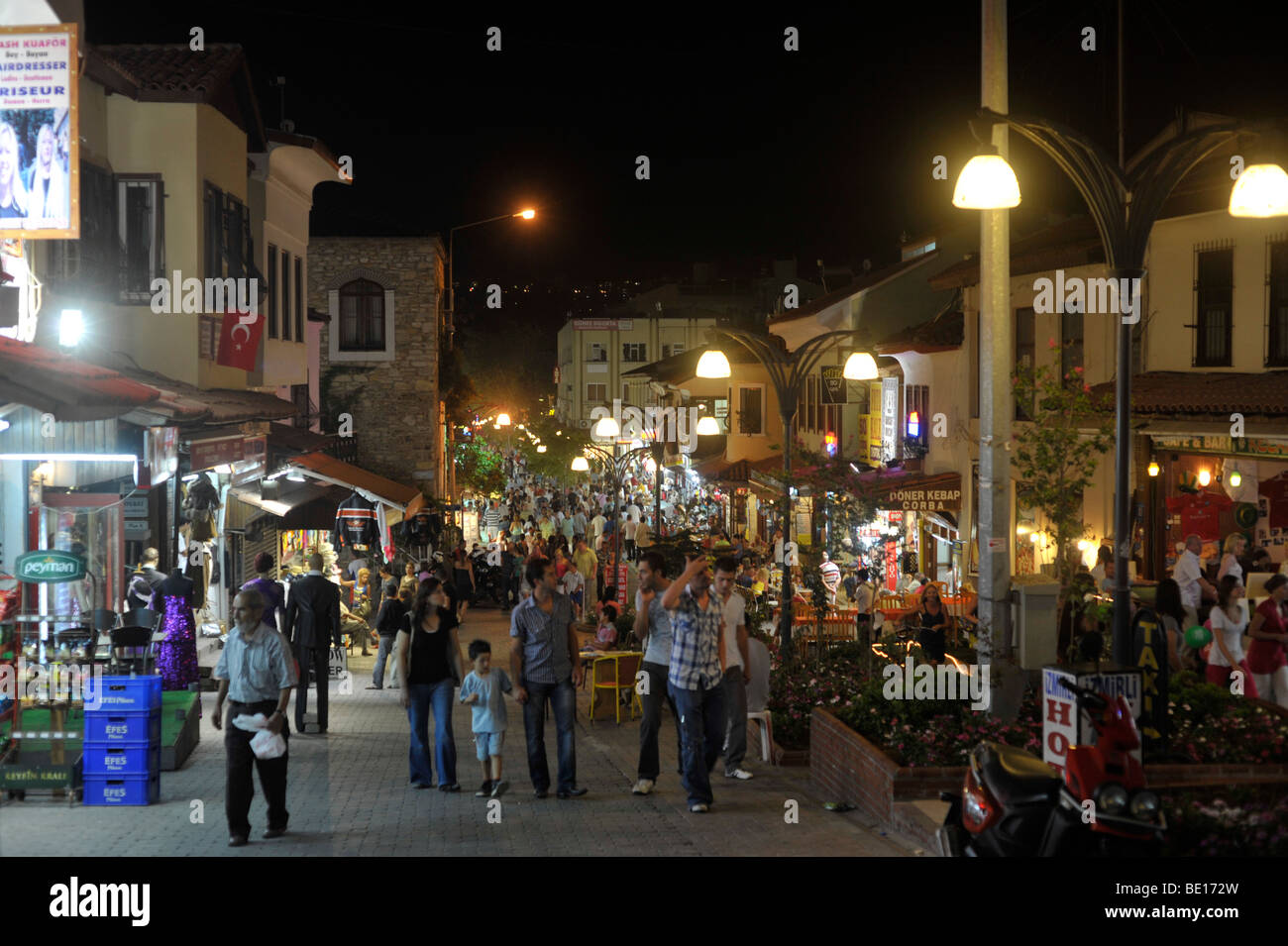 The old town of Kusadasi Turkey by night 2009 Stock Photo