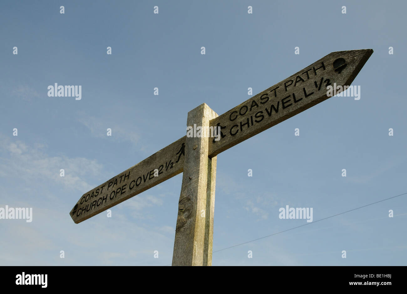 Coastal path footpath signpost on the Isle of Portland Dorset England UK Stock Photo