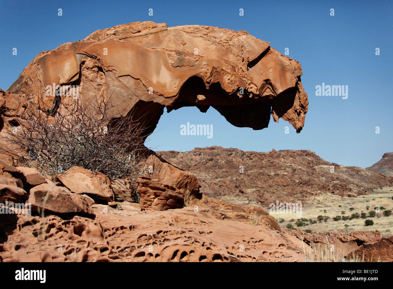 Remains of a Natural Arch that collapsed near Twyfelfontain in Damaraland in Namibia Stock Photo