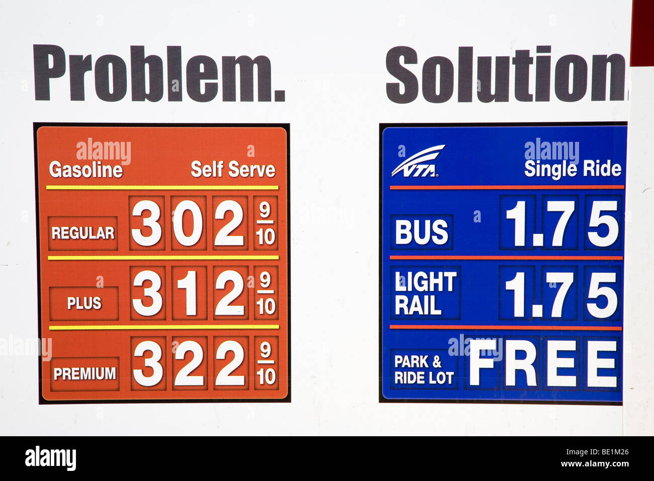 Mass transit promotional advertising comparing the cost of ridership to
