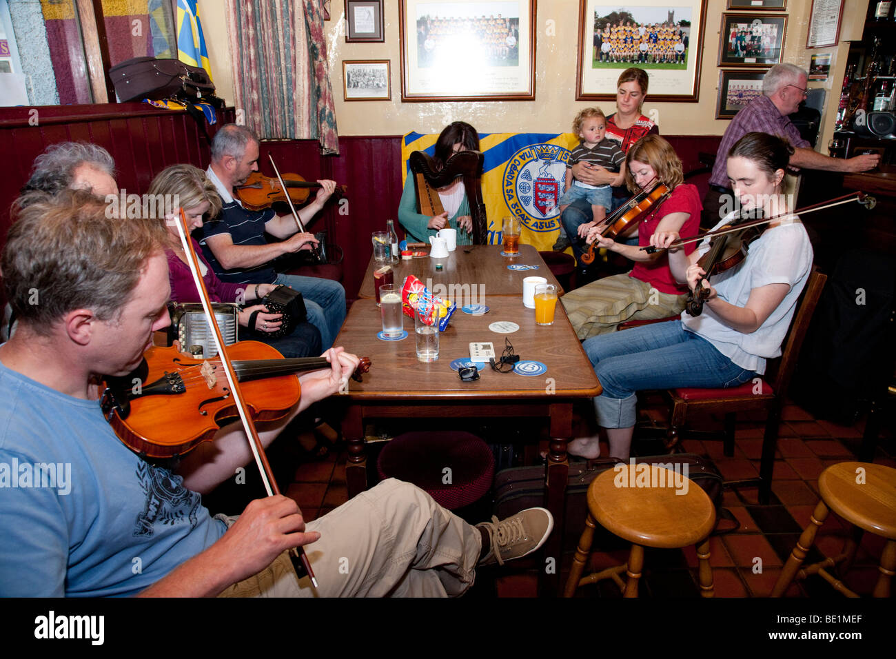 Traditional Irish music Session, Tulla, Ireland Stock Photo