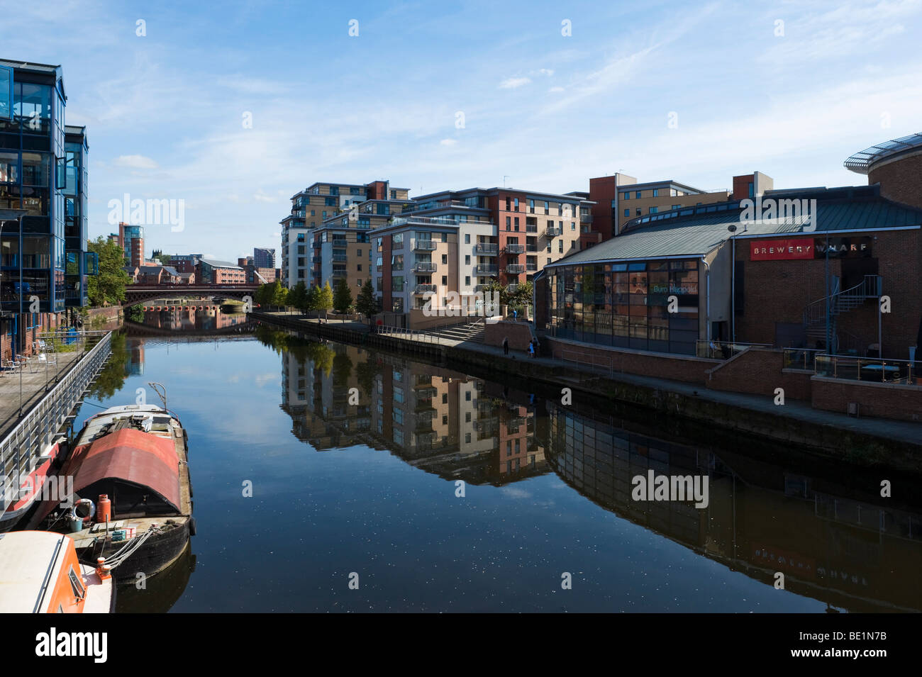 River Aire at Brewery Wharf, Leeds, West Yorkshire, England Stock Photo