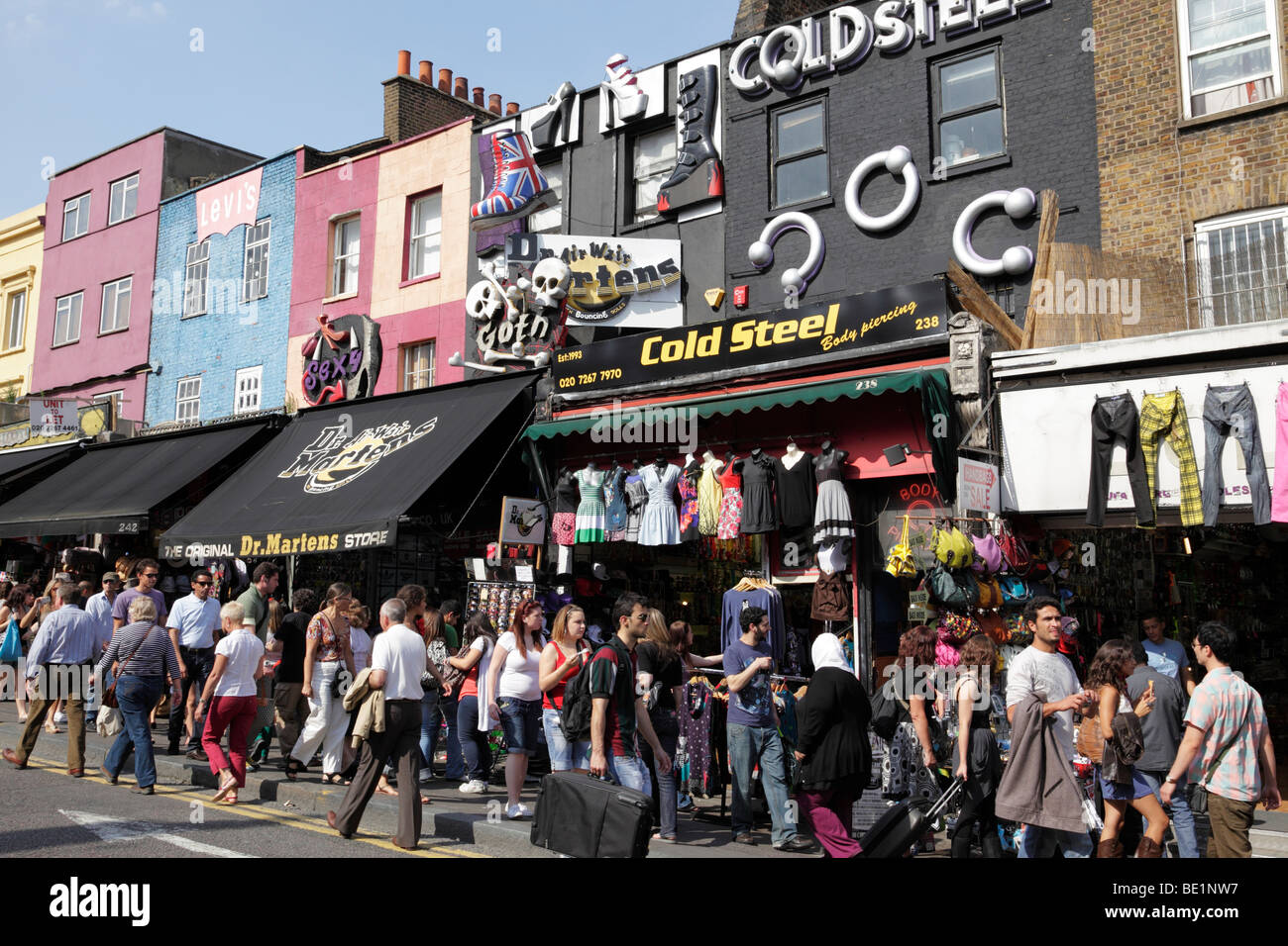 alternative clothing shops along camden high street london uk Stock
