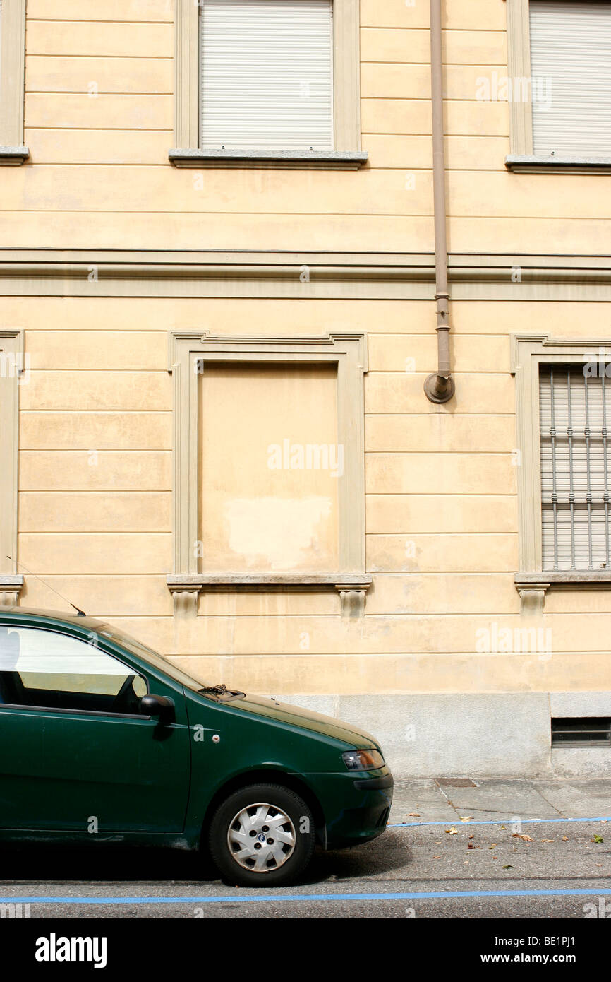Parked car (Fiat Punto) in La Crocetta zone, Turin, Italy. Stock Photo