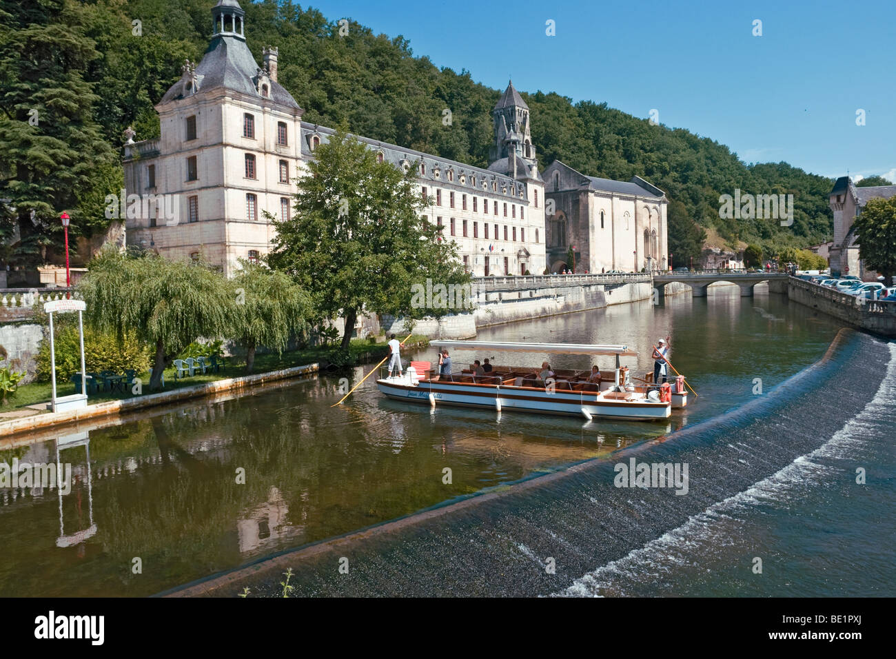 Brantome Abbey on the banks of the river Dronne, Brantome, Dordogne, France Stock Photo