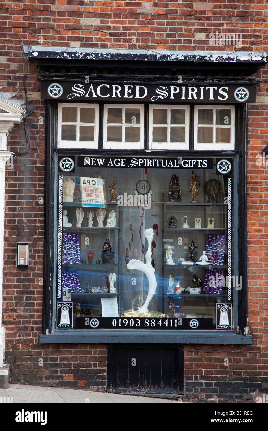 Sacred Spirits shop front, High Street, Arundel, West Sussex, UK Stock Photo