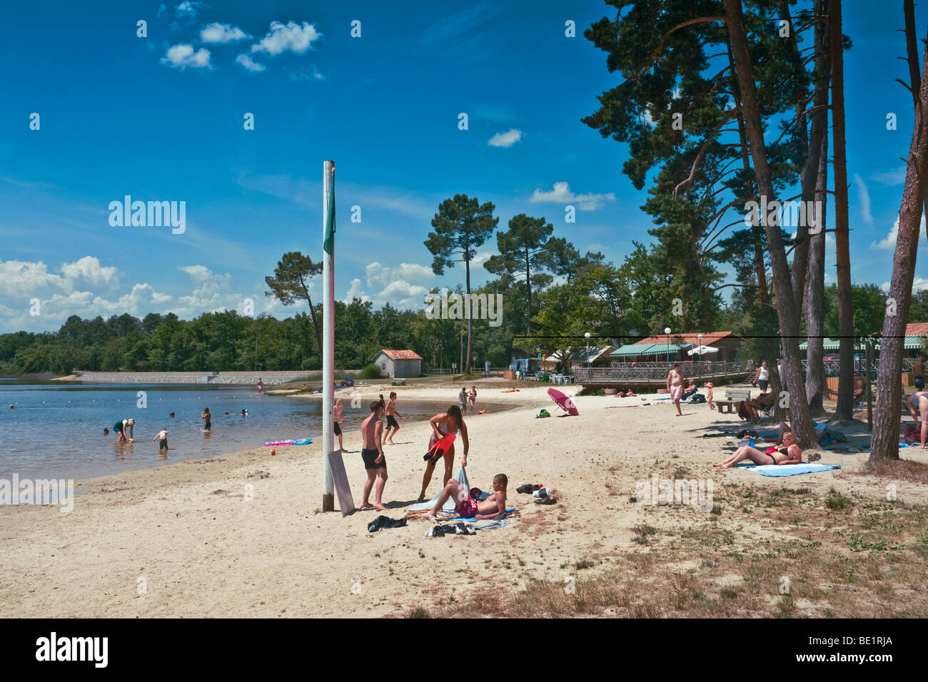 Grand Etang de la Jemaye, a popular bathing and recreational lake in the Foret de Double Grand Etang de la Jemaye, a popular bathing and recreational lake in the Foret de Double