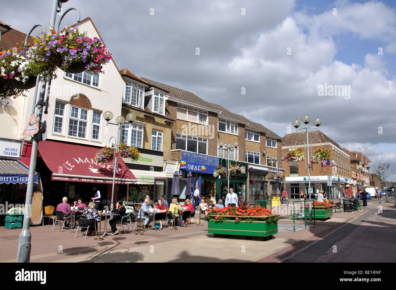 Pedestrianised High Street, Horley, Surrey, England, United Kingdom Stock Photo