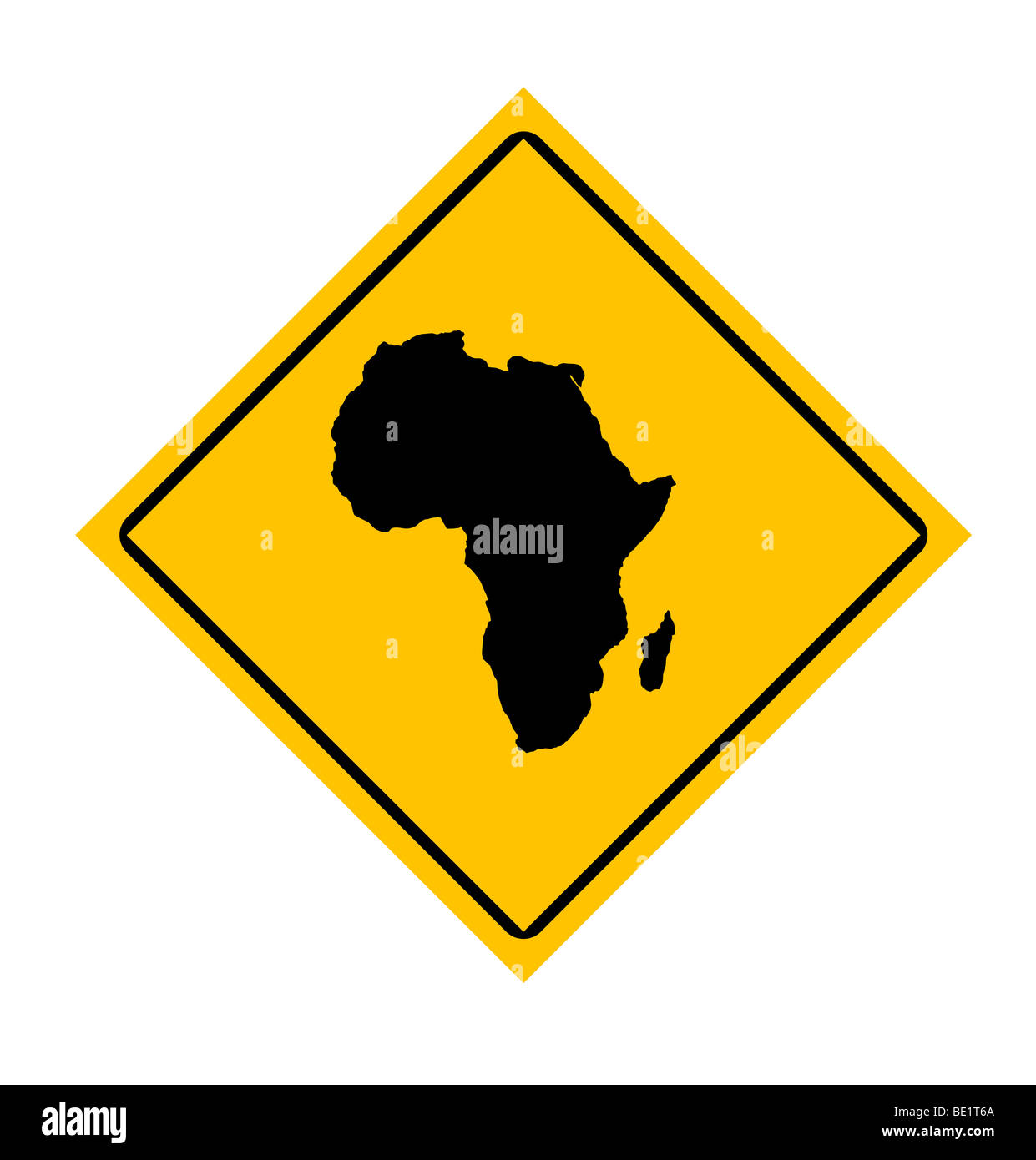 African continent road sign, isolated on white background. Stock Photo