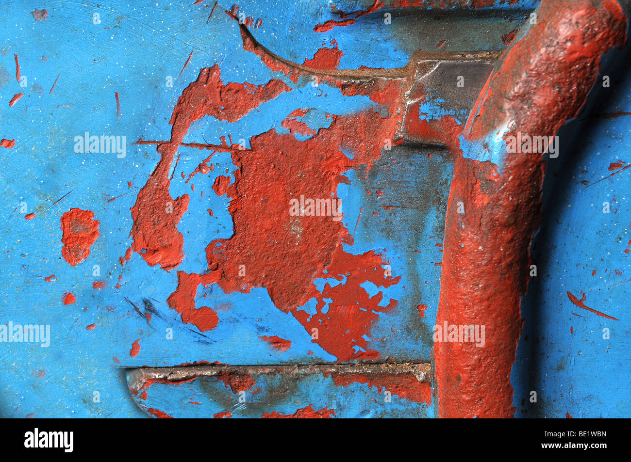 Grunge industrial background with red and blue Stock Photo