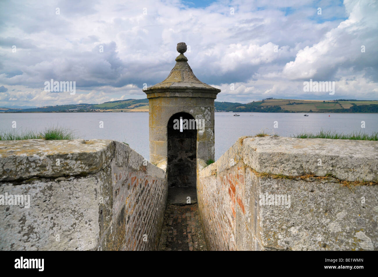 A look out point at Fort George -a  vast garrison fortress, near Inverness  overlooking the Moray Firth. Stock Photo