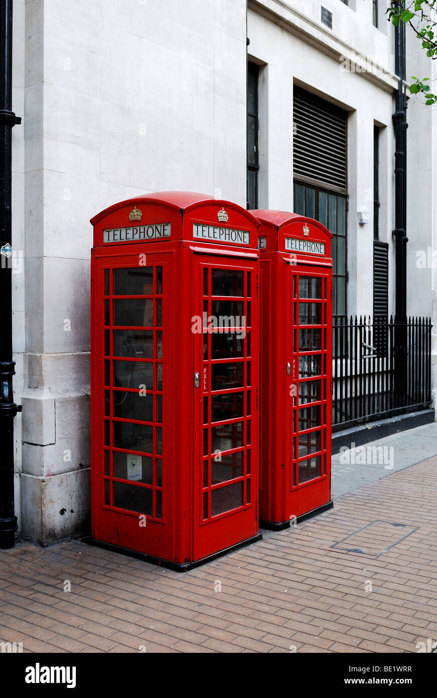 Two English red phone boxes Stock Photo