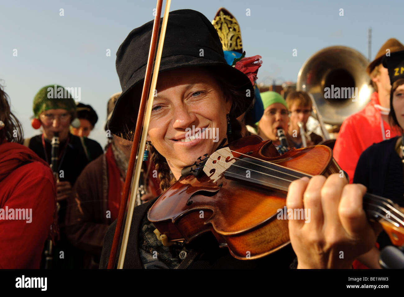 Musicians in the De Propere Fanfare belgian marching band performing on the  promenade, Aberystwyth Wales UK Stock Photo - Alamy