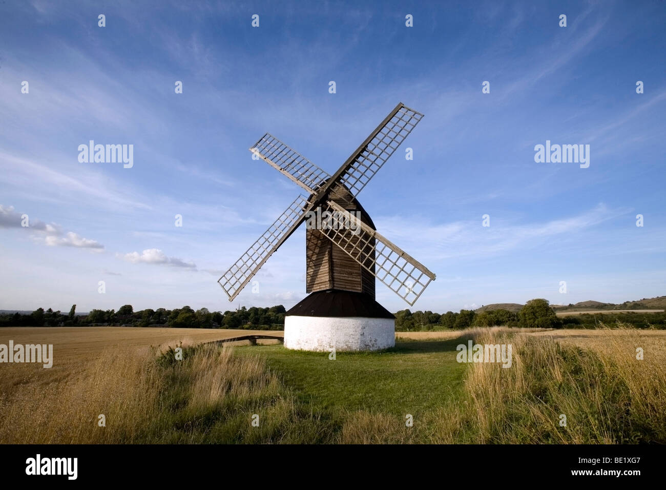 Pitstone Windmill a National Trust property in a corn field located near Ivinghoe Stock Photo
