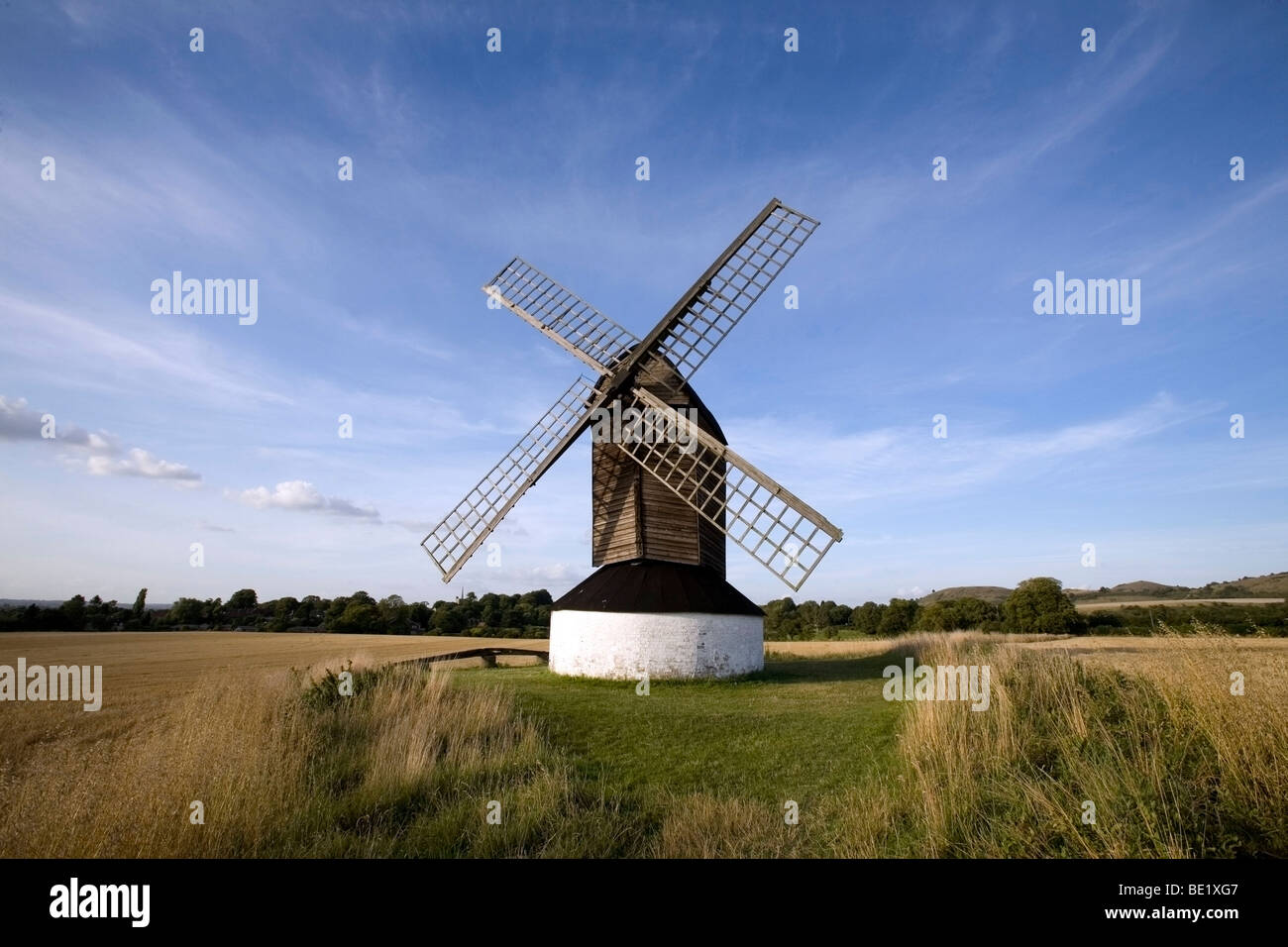 Pitstone Windmill  a National Trust property in a corn field located near Ivinghoe Stock Photo