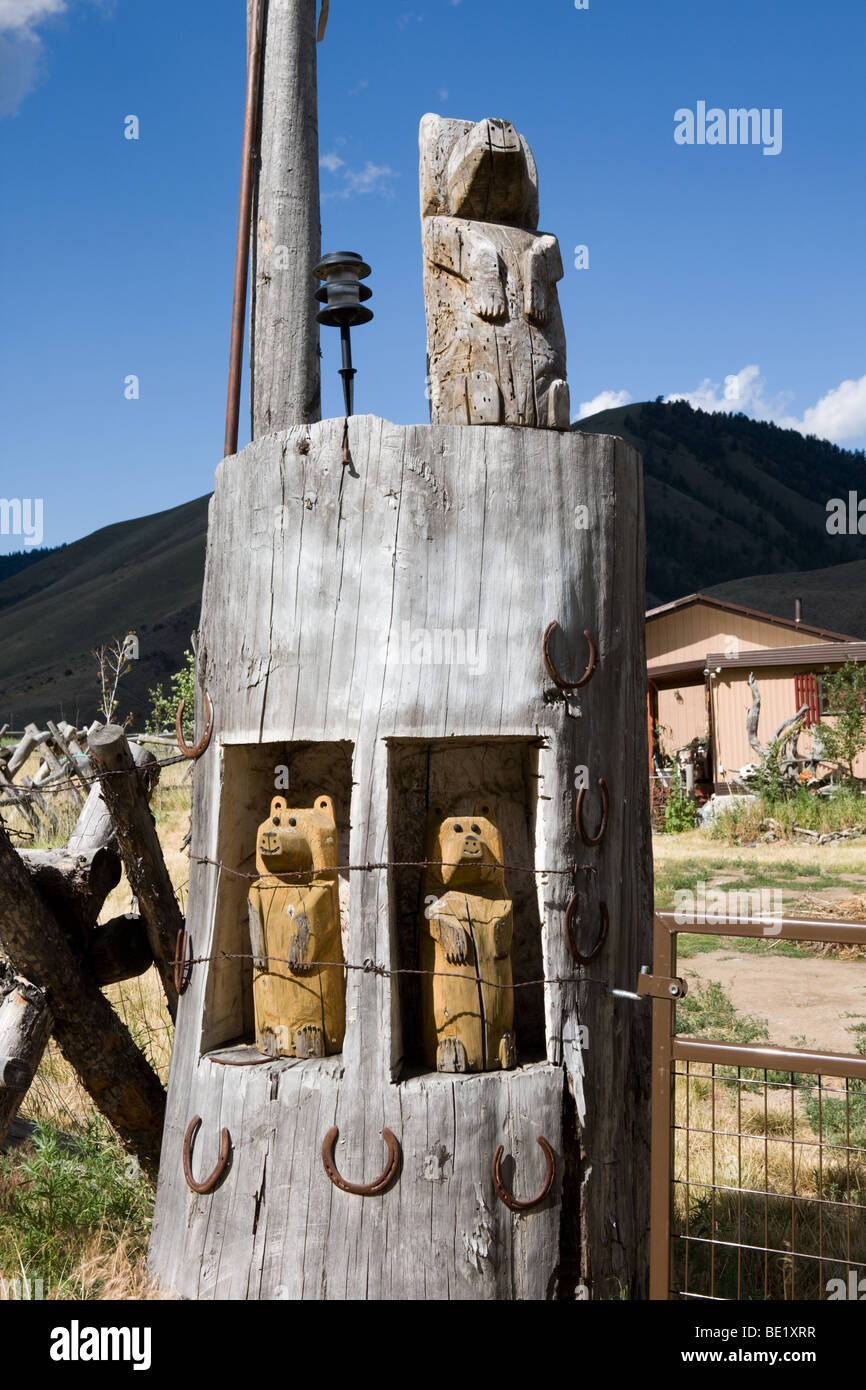At the gate of a ranch in Idaho Stock Photo