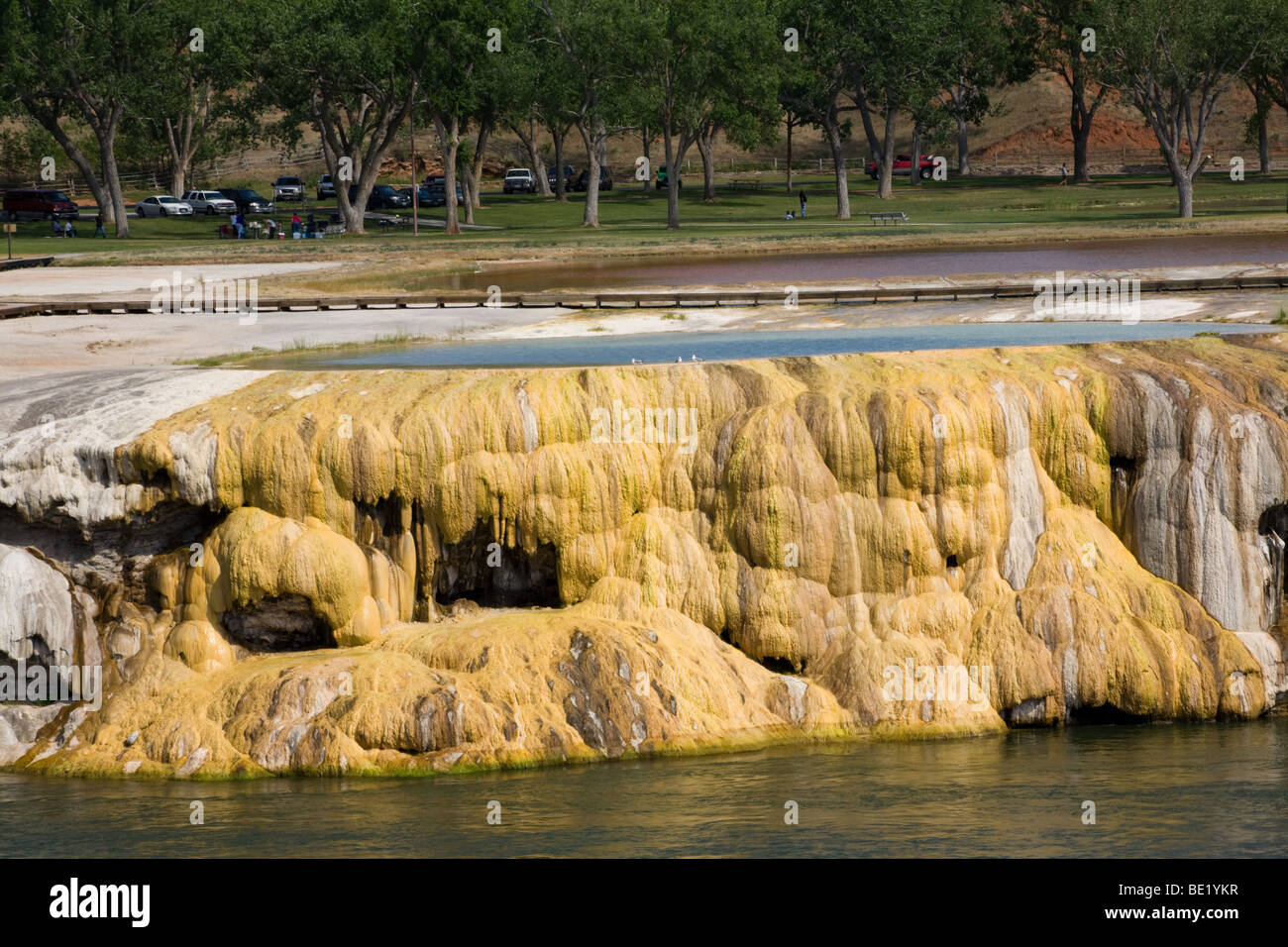 Rainbow terraces, Thermopolis, Wyoming home to largest mineral hot springs in the world Stock Photo