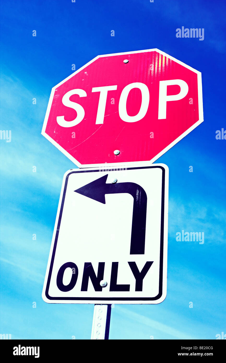 stop and turn signs Stock Photo