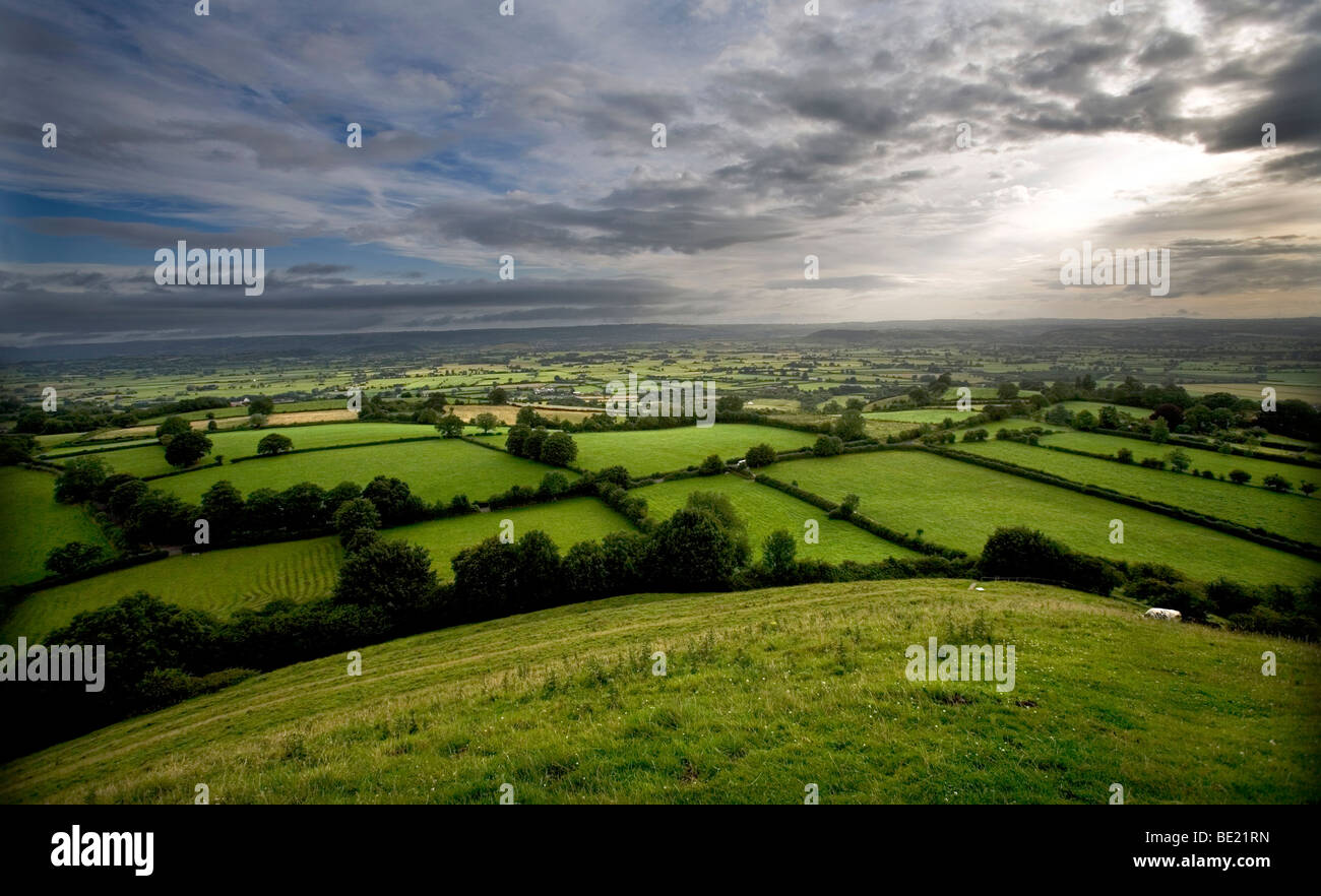 A view of Glastonbury from the Tor Stock Photo