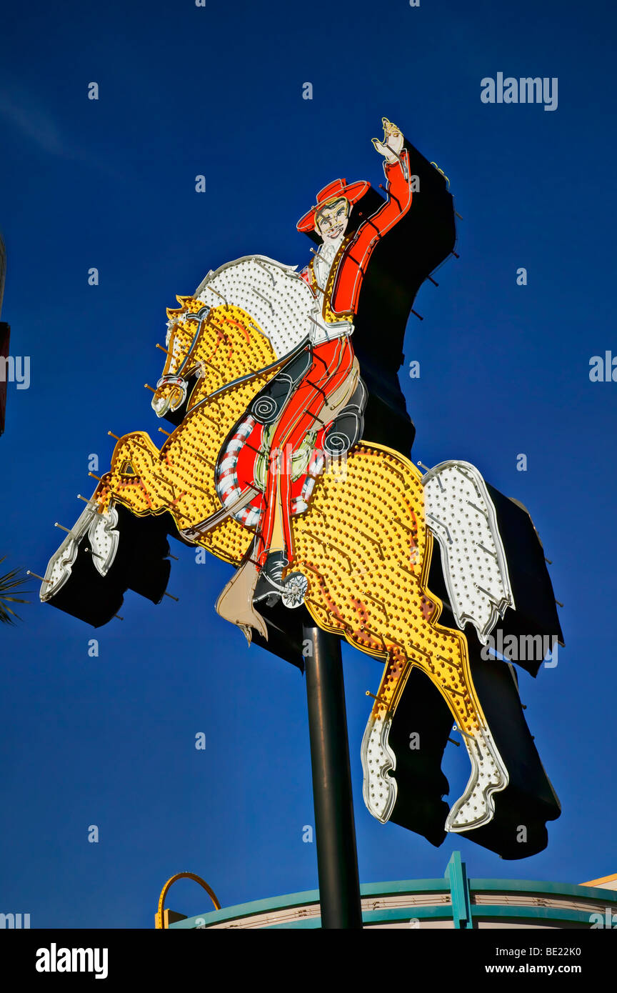 Cowboy on horse sign, Las Vegas Stock Photo