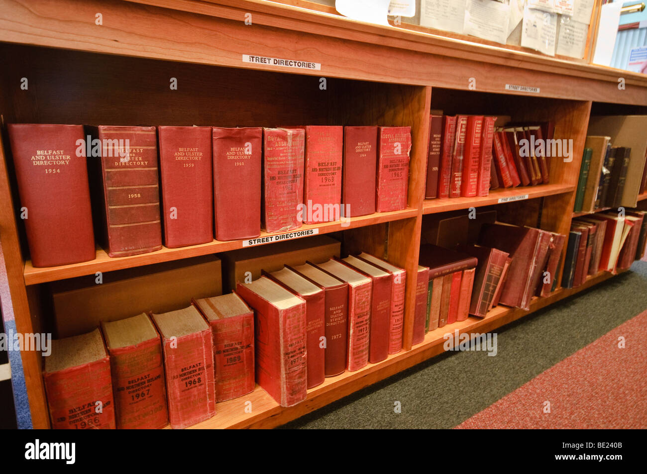 Belfast Street Directories at PRONI, Public Records Office for Northern Ireland. Stock Photo