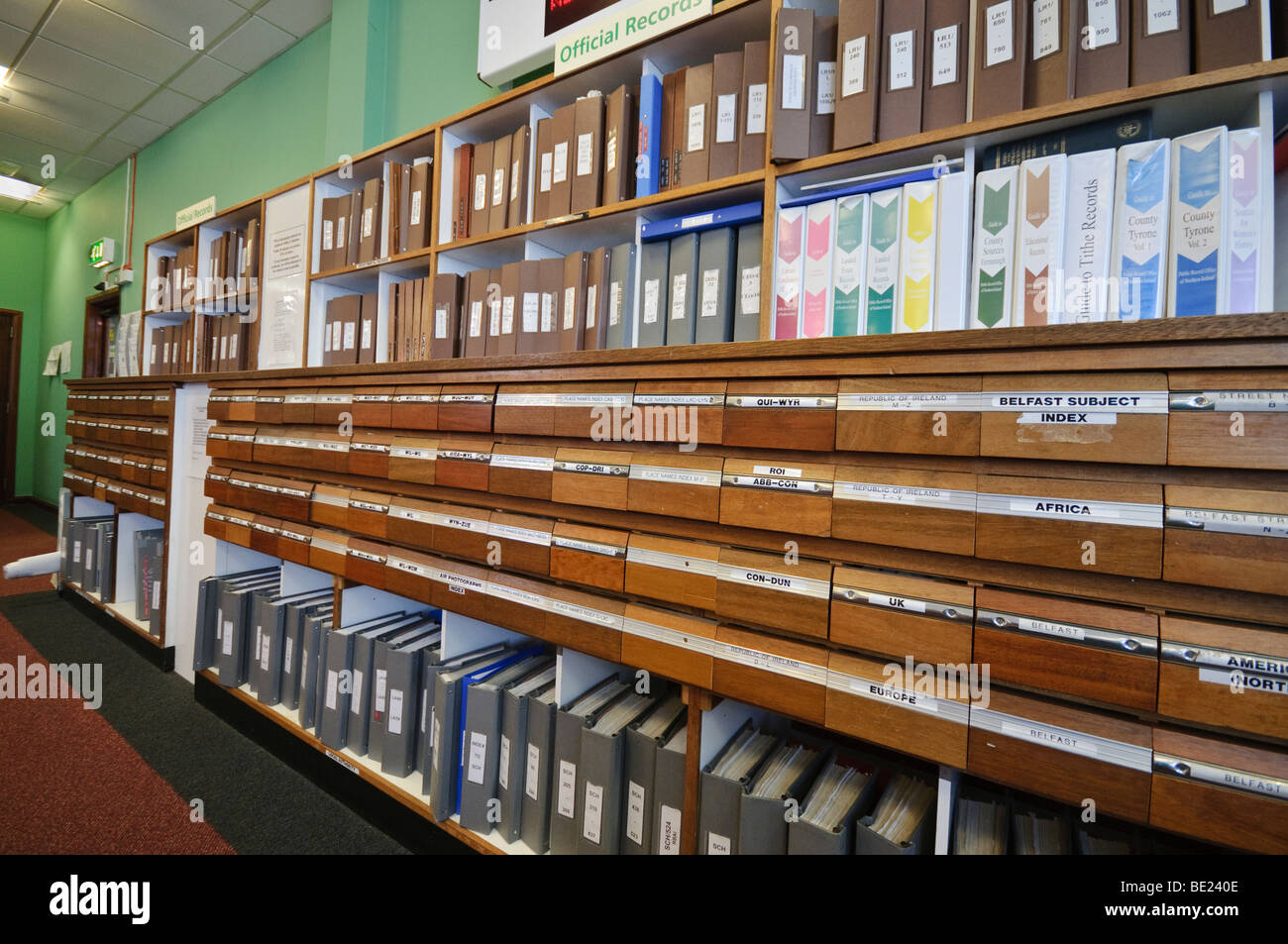 Index books and drawers at PRONI, Public Records Office for Northern  Ireland Stock Photo - Alamy