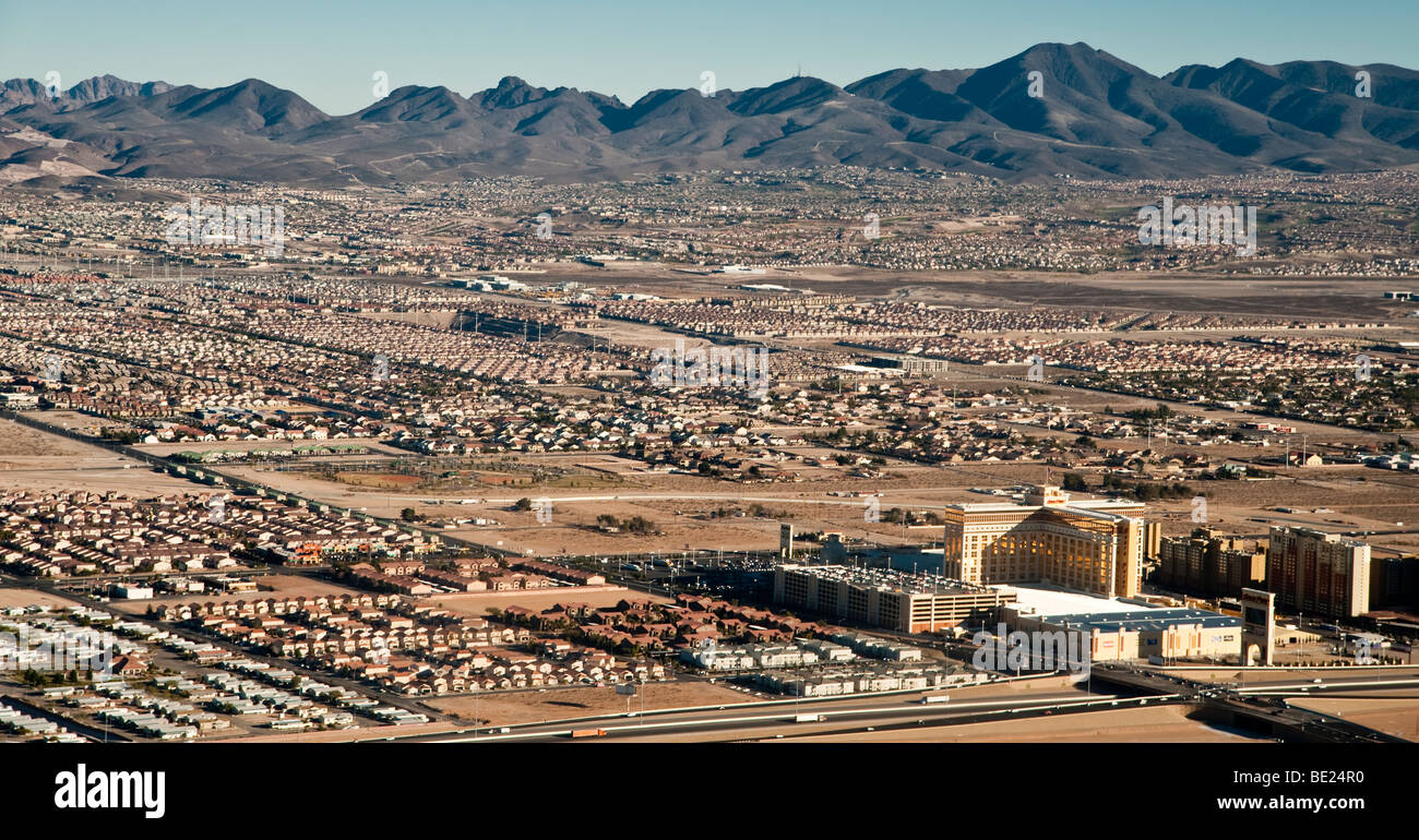 Aerial view of residential housing near Las Vegas, Nevada Stock Photo