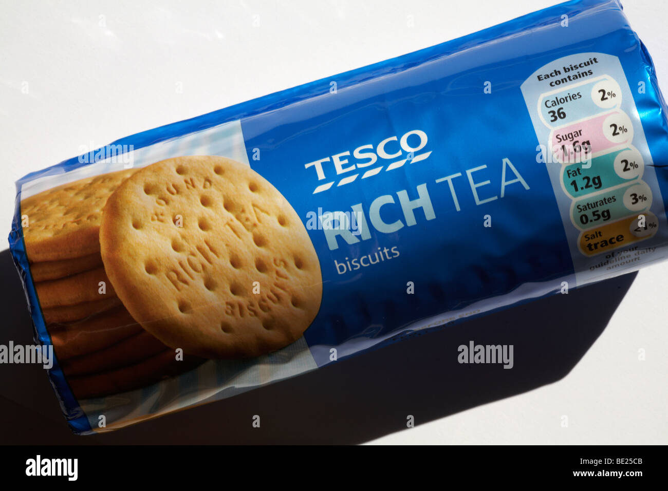 Packet of unopened Tesco Rich Tea biscuits Stock Photo ...