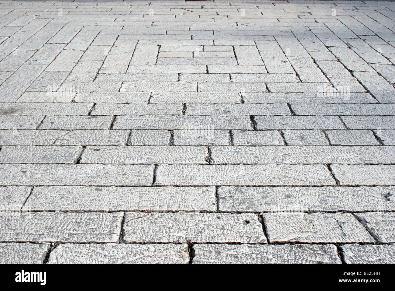 Geometric granite stone paving in Split, Croatia Stock Photo