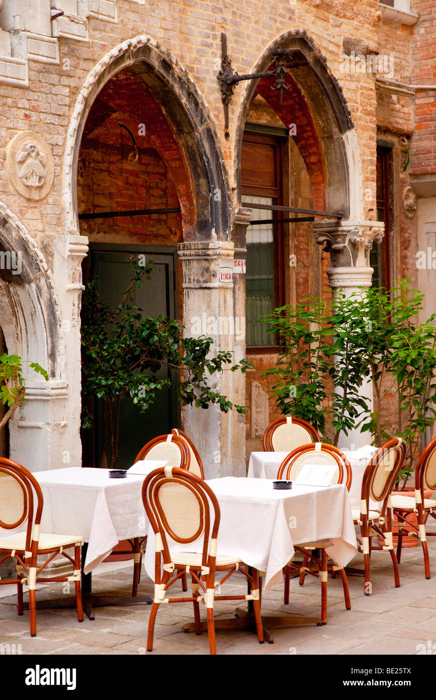 Outdoor restaurant in Venice Italy Stock Photo