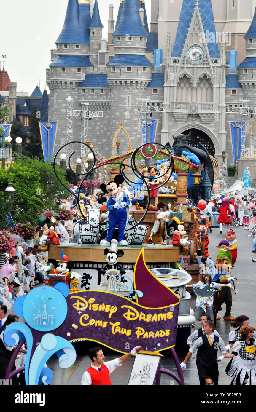 MAGIC KINGDOM PARADE AT WALT DISNEY WORLD - APRIL 13: Mickey Mouse and friends at Magic Kingdom Disney Dreams Come True Parade Stock Photo