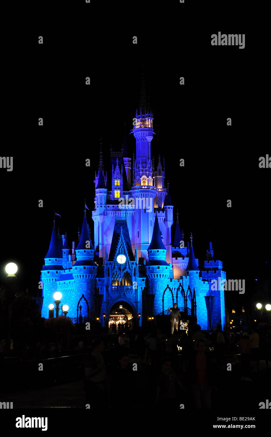 CINDERELLA'S CASTLE AT WALT DISNEY WORLD - APRIL 11: Cinderella's Castle at night. Disney World in Orlando, Florida, on April 11 Stock Photo