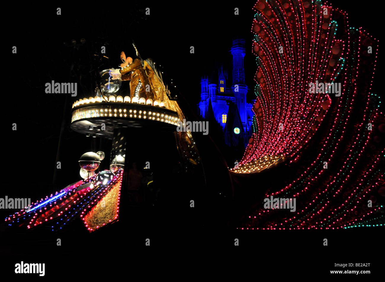 PARADE OF LIGHTS AT WALT DISNEY WORLD - APRIL 11: Mickey Mouse at the Magic Kingdom Parade of Lights. Disney World in Orlando, F Stock Photo