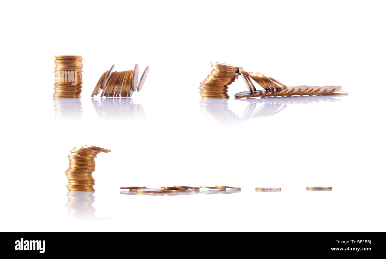 stack of coins isolated on white background Stock Photo - Alamy