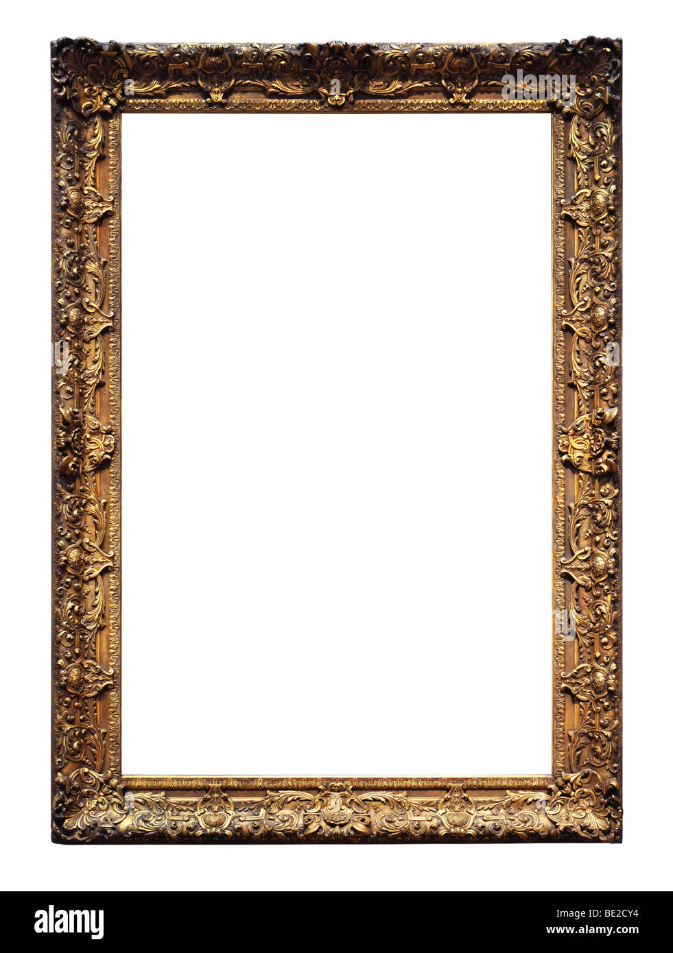 Vintage gold frame isolated over a white background Stock Photo