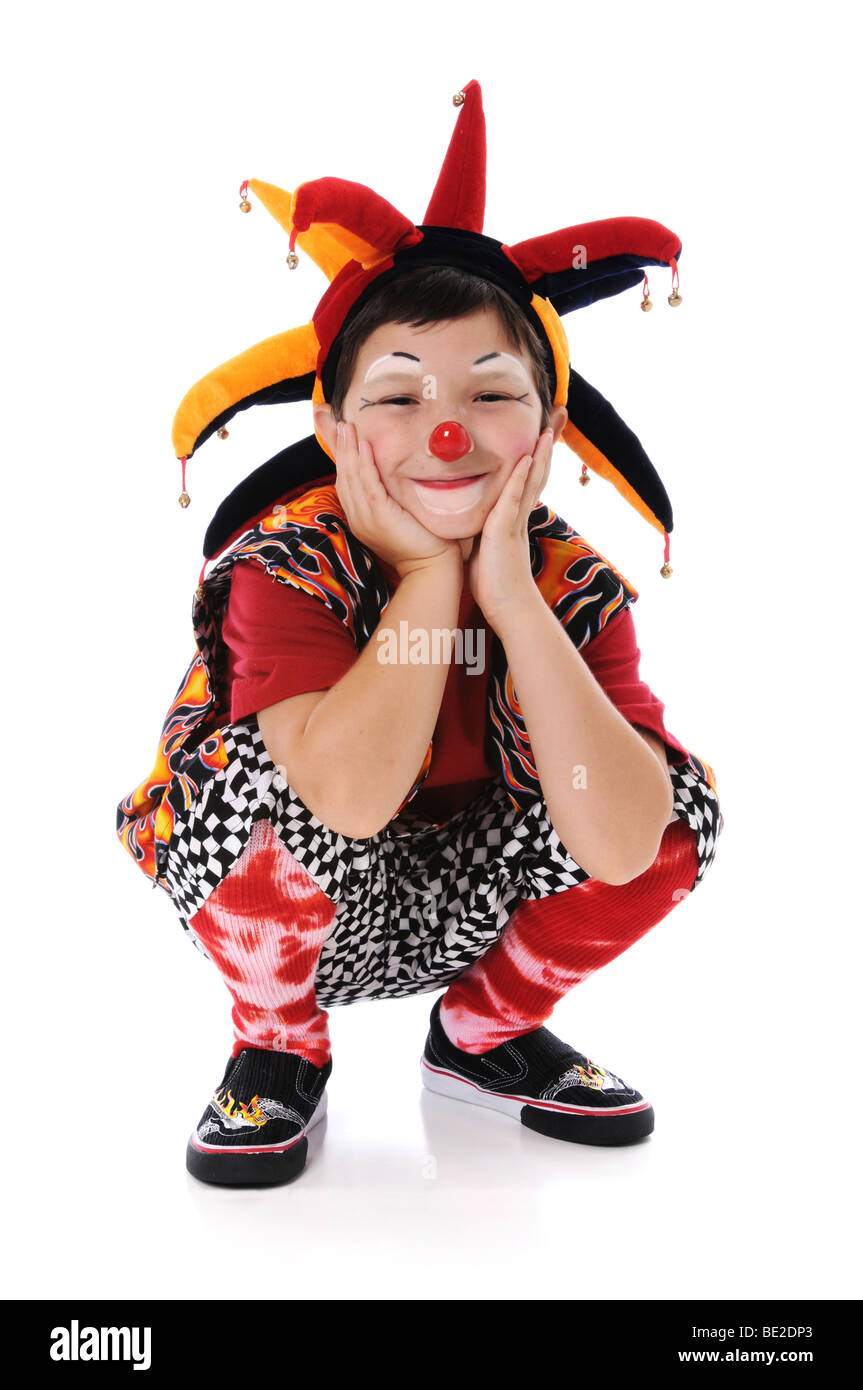 Portrait of young clown smiling Stock Photo