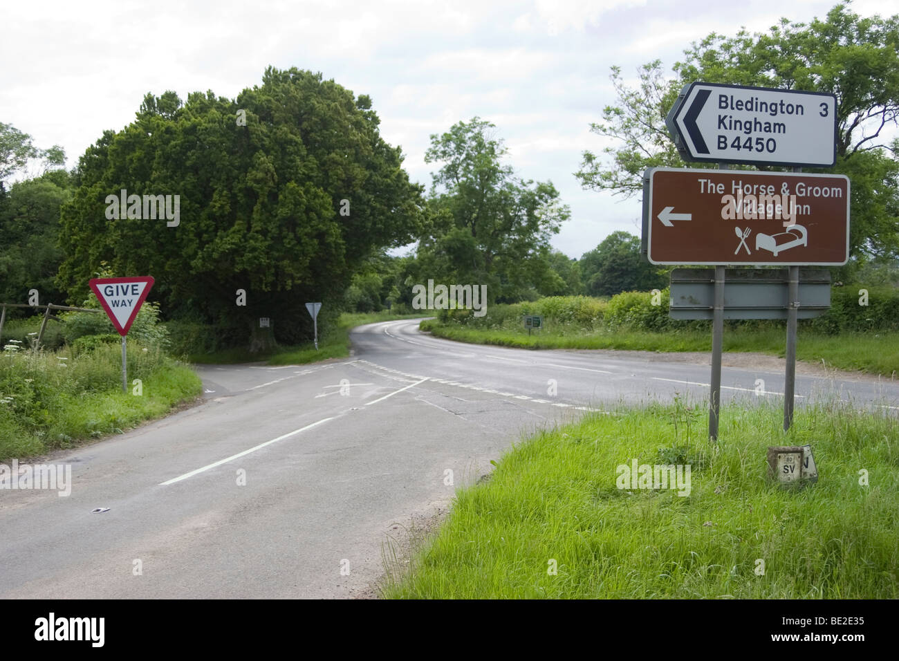 Junction of A436 and B4450, near Stow-on-the-Wold Stock Photo