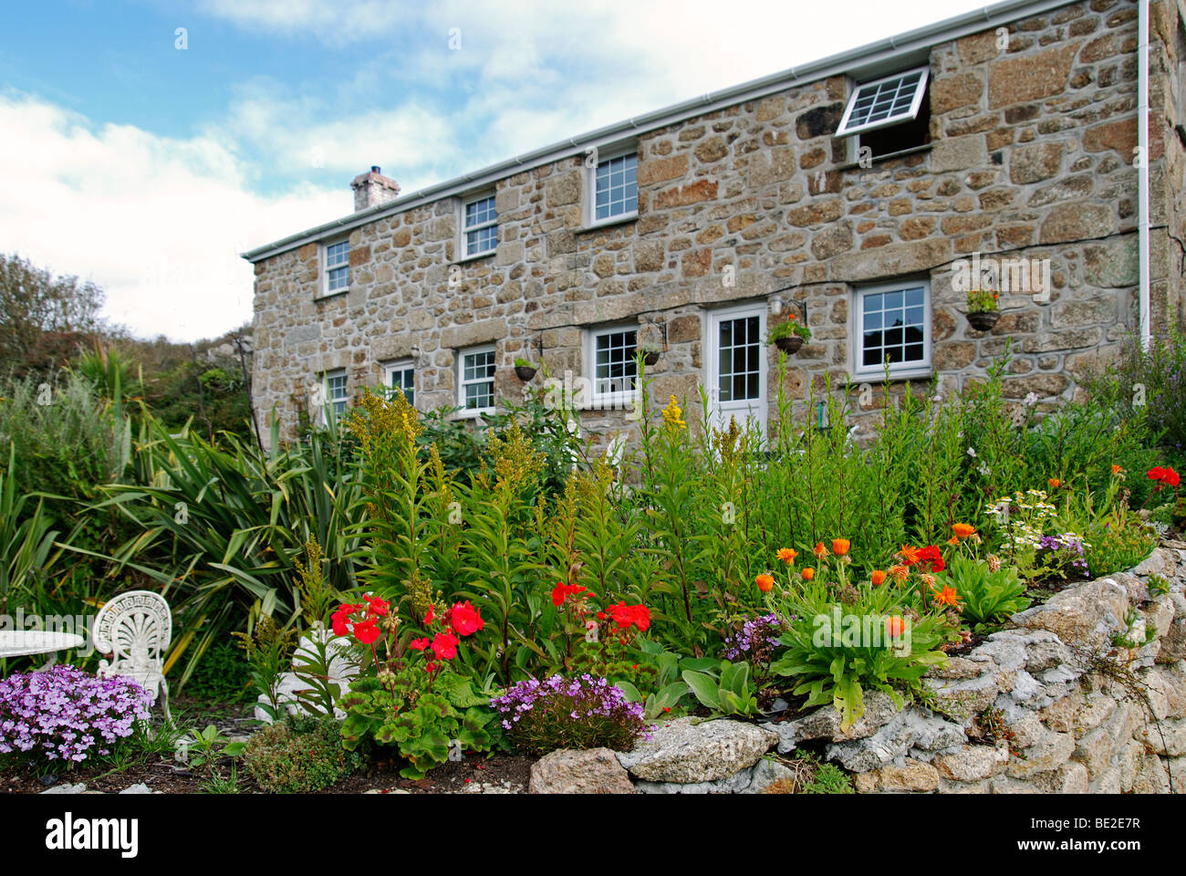 a pretty cottage garden at lamorna cove in cornwall, uk Stock Photo