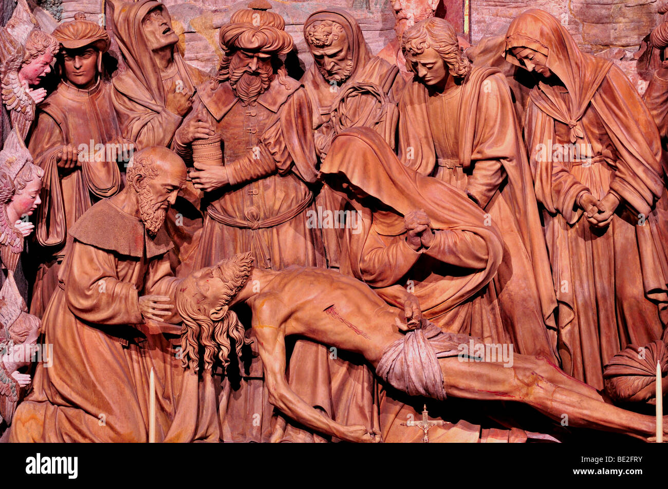 Spain, St. James Way: Scene of Christ after Crucifixion in the Cathedral of Santiago de Compostela Stock Photo