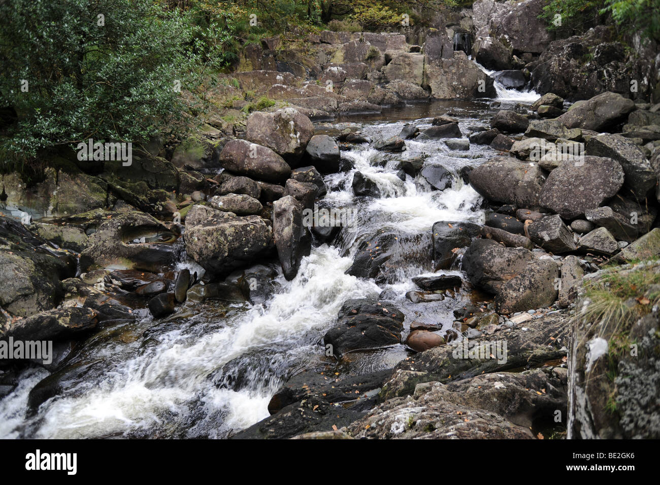 Rhaeadr Du Black Waterfalls Gwynedd Wales Stock Photo