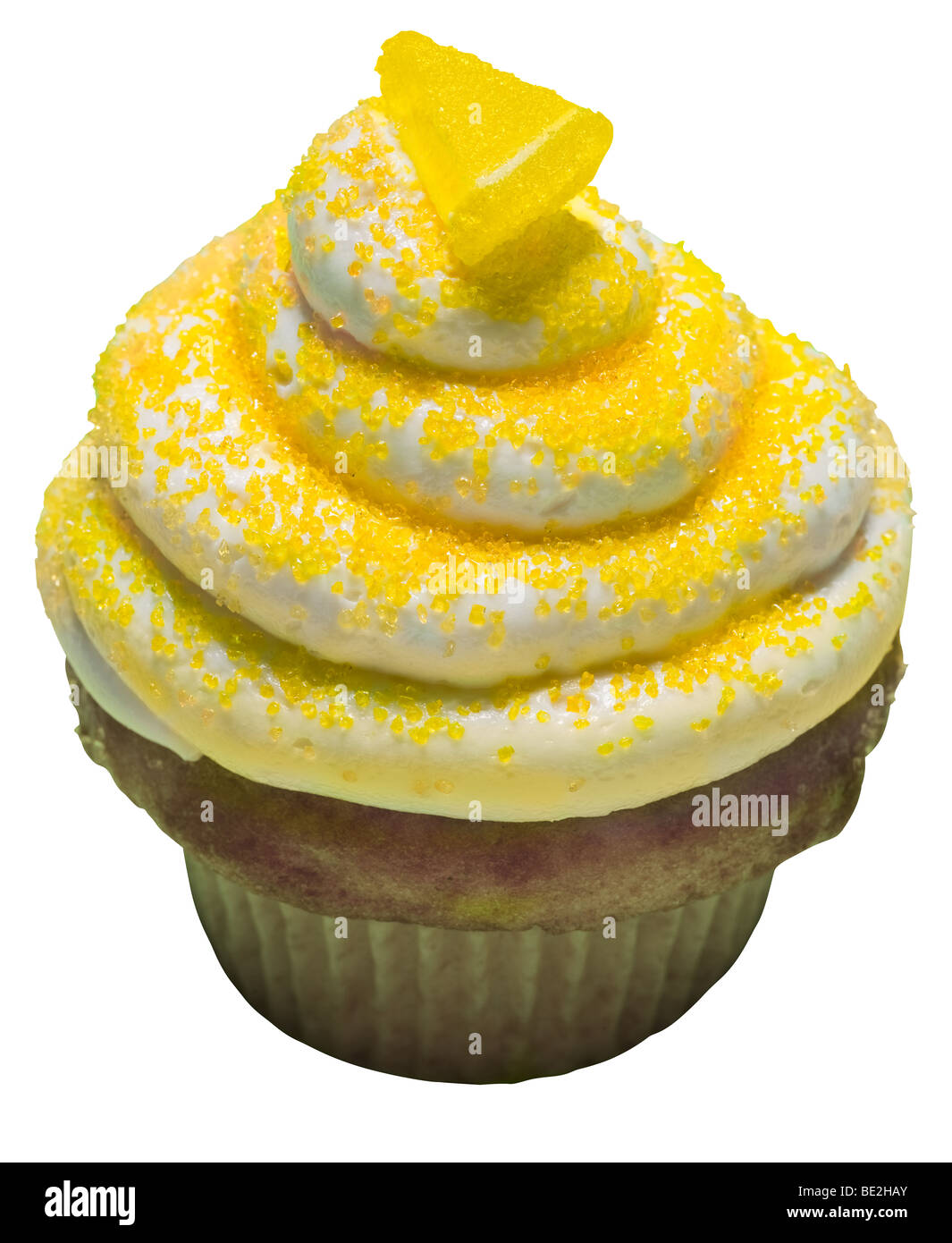 Lemon Cupcake with Sprinkles Stock Photo