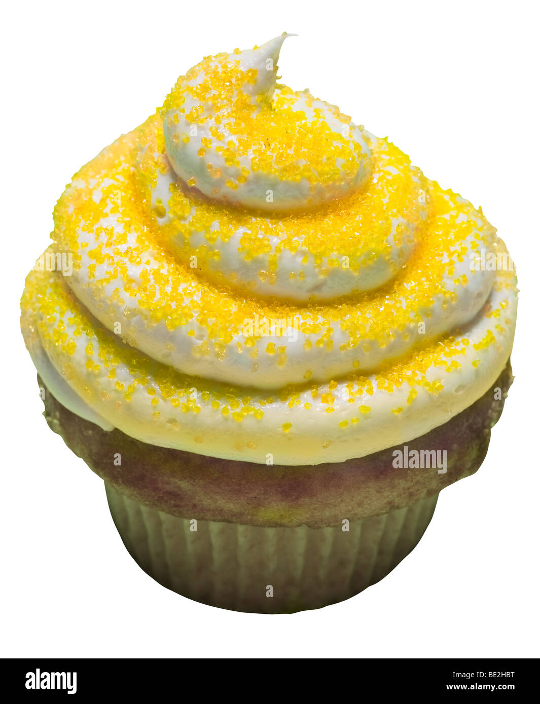 Lemon Cupcake with Sprinkles Stock Photo